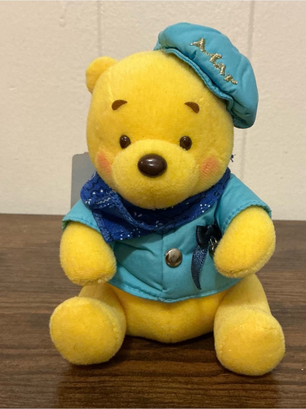 A vintage Tokyo Disney Japan Winnie the Pooh March Birthstone Beanie toy Plush
